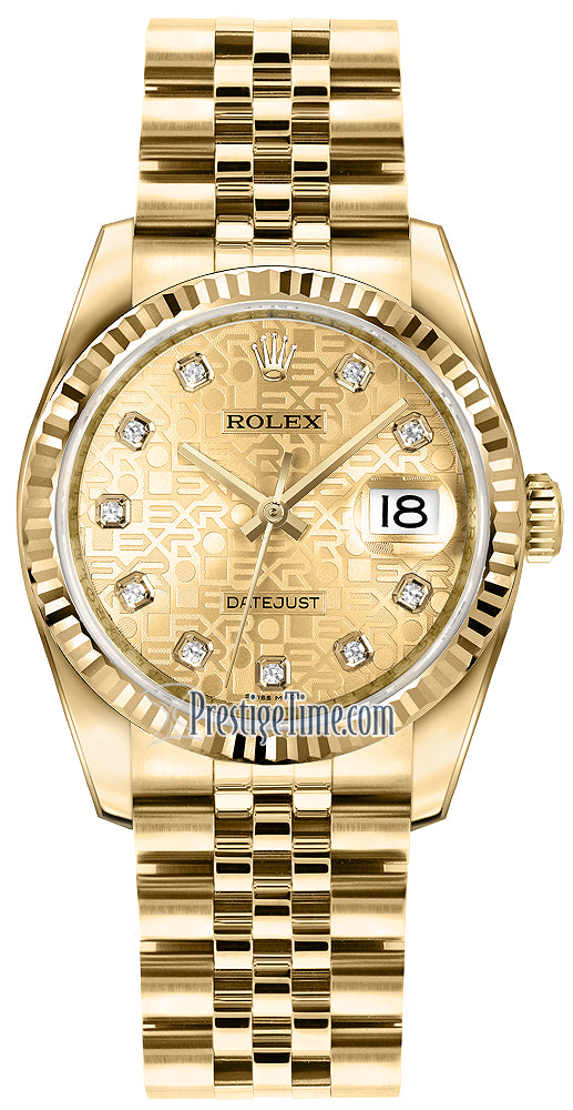 Rolex Datejust 36mm Yellow Gold 116238 Jubilee Champagne Diamond Jubilee