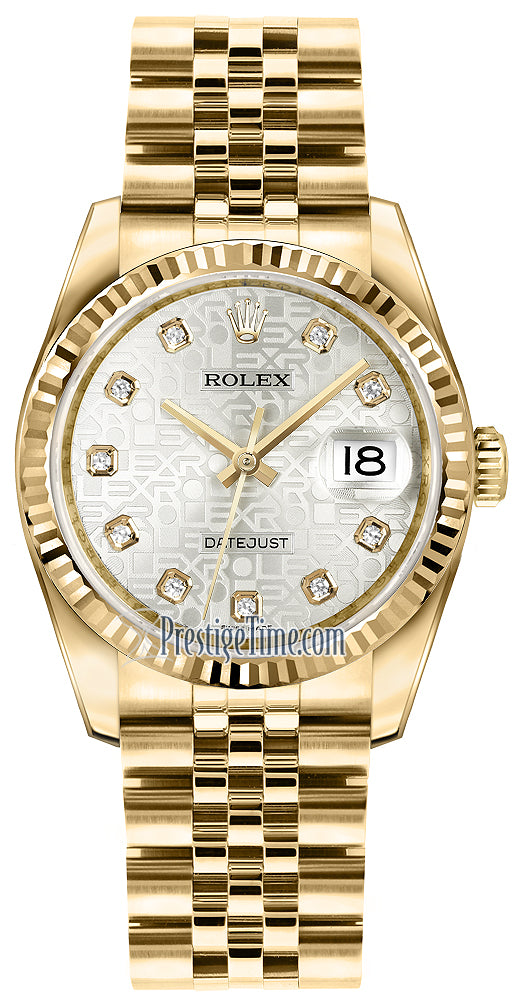 Rolex Datejust 36mm Yellow Gold 116238 Jubilee Silver Diamond Jubilee