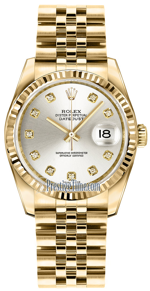 Rolex Datejust 36mm Yellow Gold 116238 Silver Diamond Jubilee