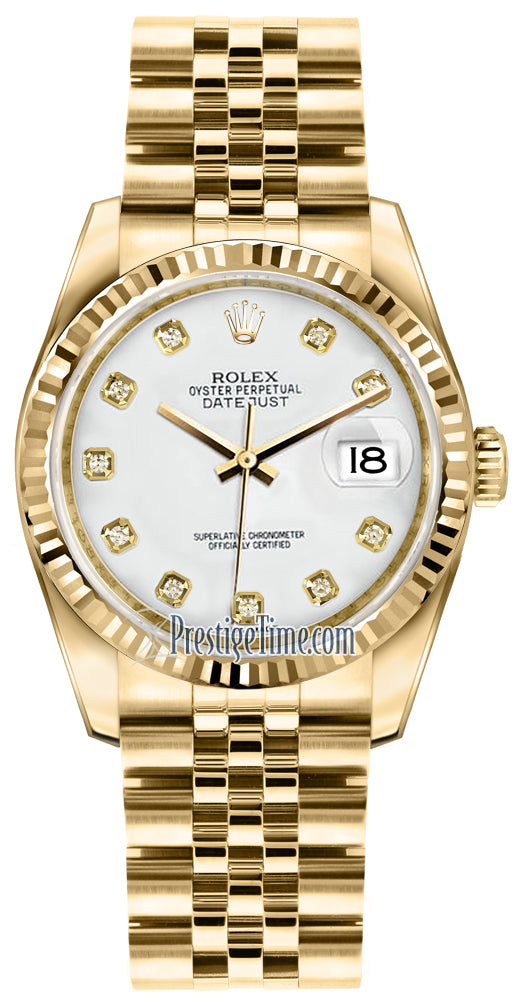 Rolex Datejust 36mm Yellow Gold 116238 White Diamond Jubilee