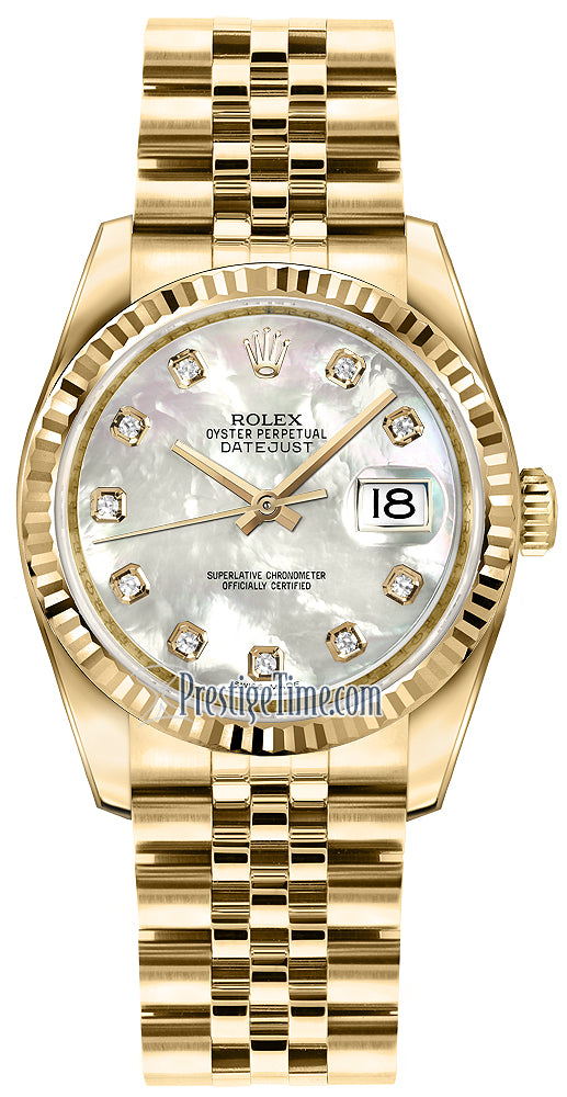 Rolex Datejust 36mm Yellow Gold 116238 White MOP Diamond Jubilee