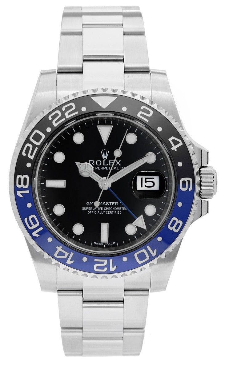 Rolex GMT Master II Oyster Black Dial Batman Black and Blue Bezel 116710 BLNR