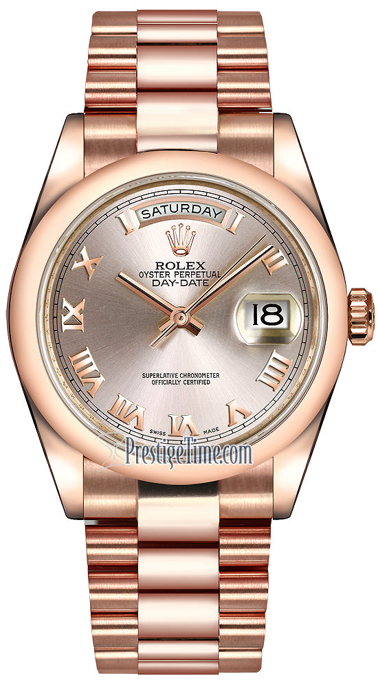 Rolex Day-Date 36mm Everose Gold Domed Bezel 118205 Pink Roman President