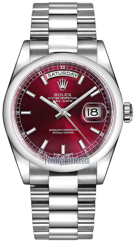 Rolex Day-Date 36mm Platinum Domed Bezel 118206 Cherry Index President