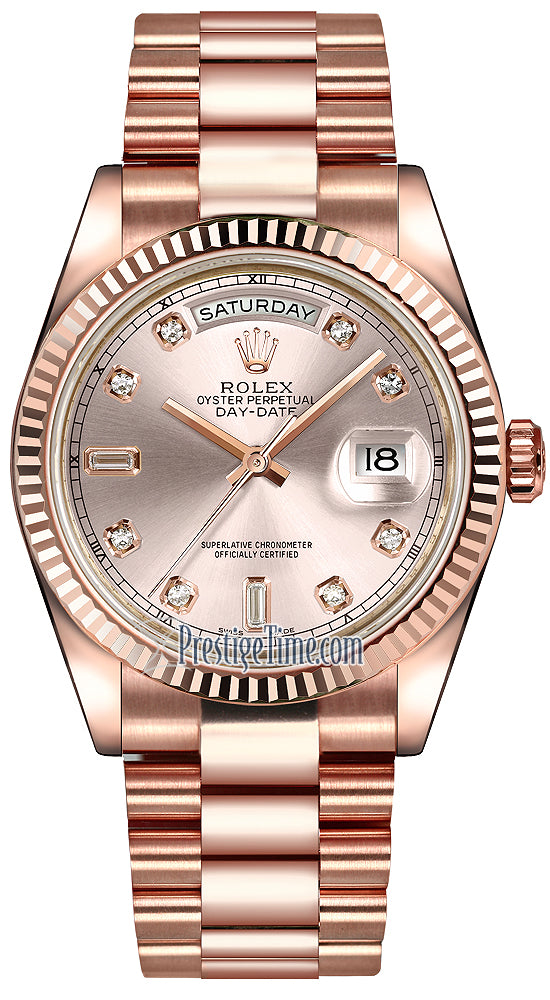 Rolex Day-Date 36mm Everose Gold Fluted Bezel 118235 Pink Diamond President