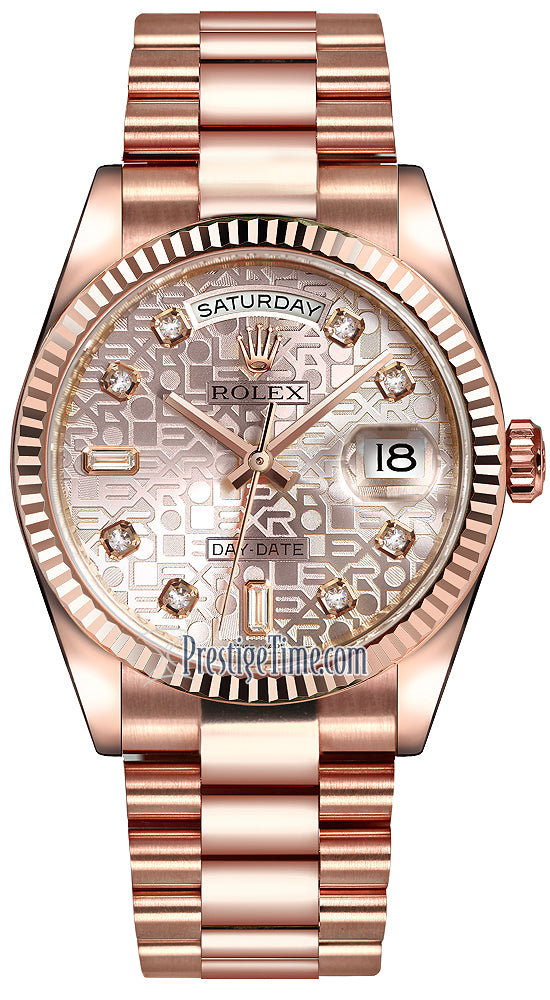 Rolex Day-Date 36mm Everose Gold Fluted Bezel 118235 Pink Jubilee Diamond President