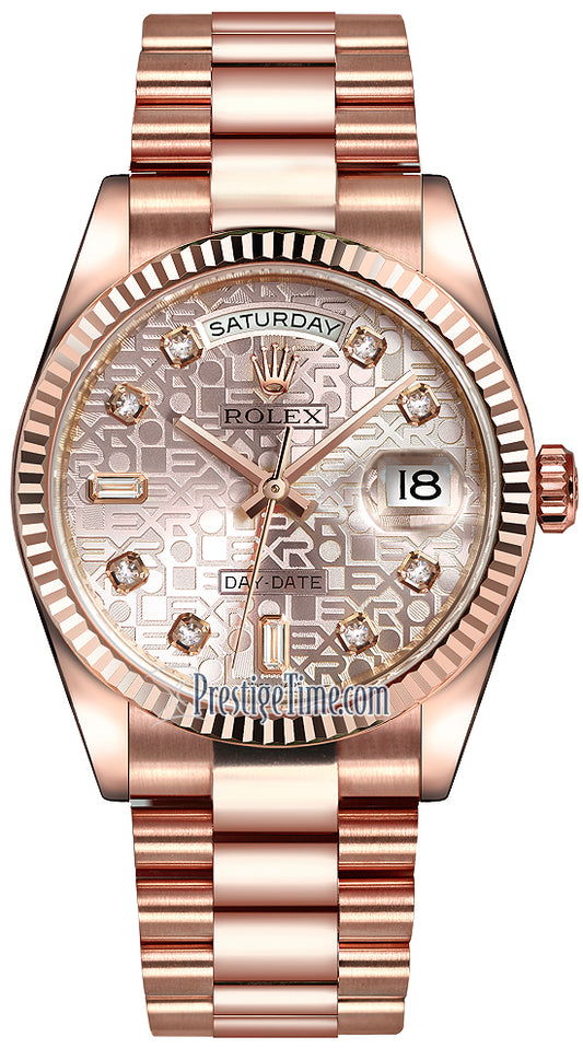 Rolex Day-Date 36mm Everose Gold Fluted Bezel 118235 Pink Jubilee Diamond President