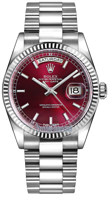 Rolex Day-Date 36mm White Gold Fluted Bezel 118239 Cherry Index President