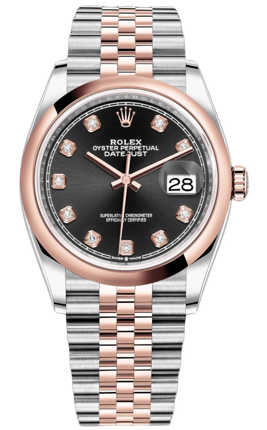 Rolex Datejust 36mm Stainless Steel and Rose Gold 126201 Black Diamond Jubilee