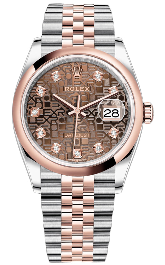 Rolex Datejust 36mm Stainless Steel and Rose Gold 126201 Jubilee Chocolate Diamond Jubilee