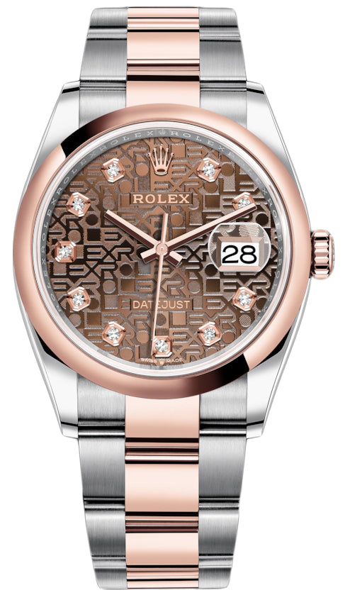 Rolex Datejust 36mm Stainless Steel and Rose Gold 126201 Jubilee Chocolate Diamond Oyster