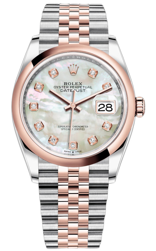 Rolex Datejust 36mm Stainless Steel and Rose Gold 126201 MOP Diamond Jubilee