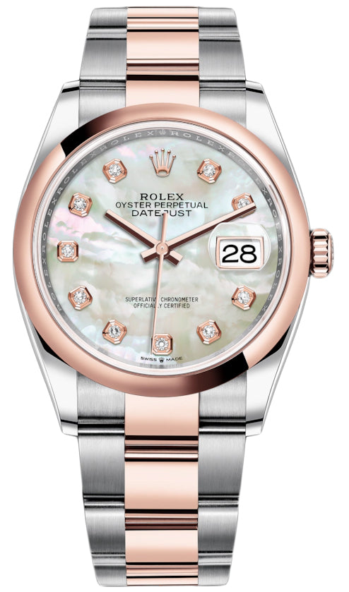 Rolex Datejust 36mm Stainless Steel and Rose Gold 126201 MOP Diamond Oyster