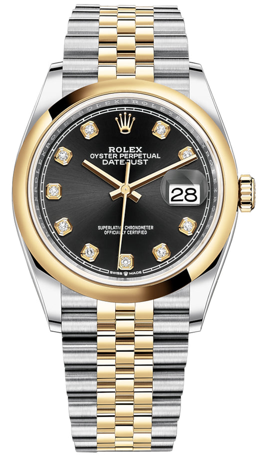 Rolex Datejust 36mm Stainless Steel and Yellow Gold 126203 Black Diamond Jubilee