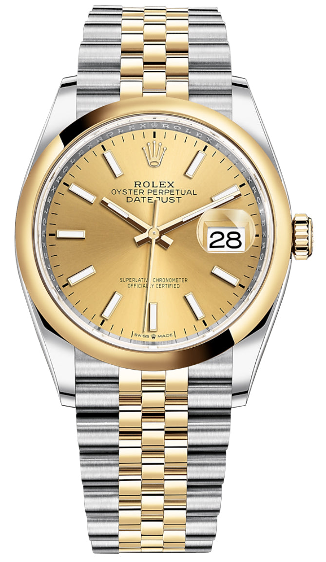 Rolex Datejust 36mm Stainless Steel and Yellow Gold 126203 Champagne Index Jubilee