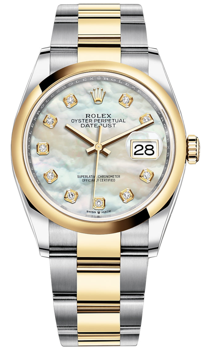 Rolex Datejust 36mm Stainless Steel and Yellow Gold 126203 MOP Diamond Oyster