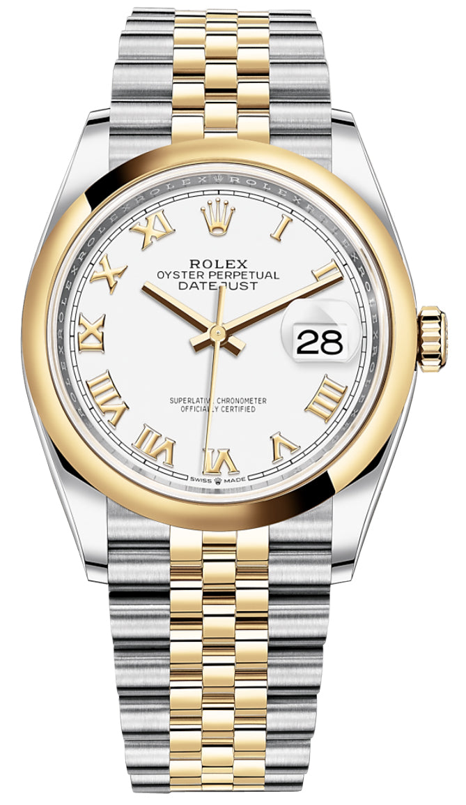 Rolex Datejust 36mm Stainless Steel and Yellow Gold 126203 White Roman Jubilee