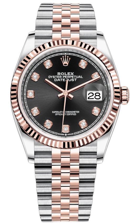 Rolex Datejust 36mm Stainless Steel and Rose Gold 126231 Black Diamond Jubilee