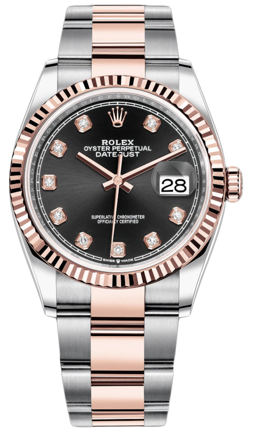 Rolex Datejust 36mm Stainless Steel and Rose Gold 126231 Black Diamond Oyster