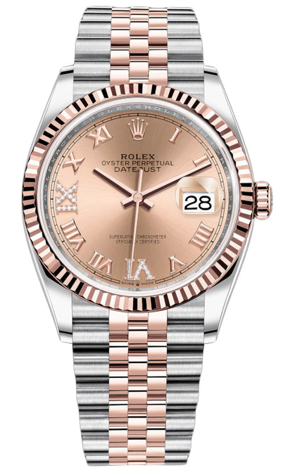 Rolex Datejust 36mm Stainless Steel and Rose Gold 126231 Rose VI IX Roman Jubilee