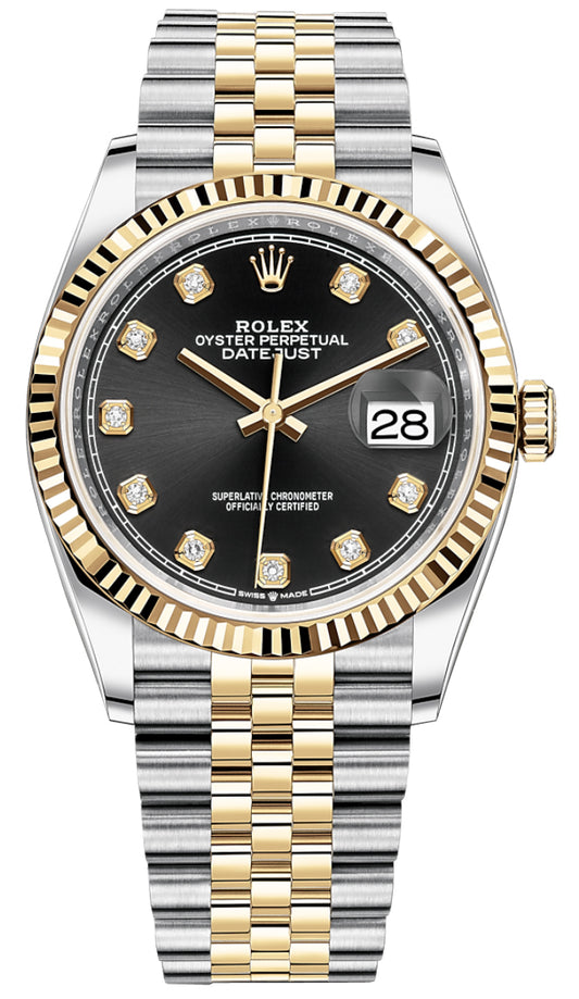 Rolex Datejust 36mm Stainless Steel and Yellow Gold 126233 Black Diamond Jubilee