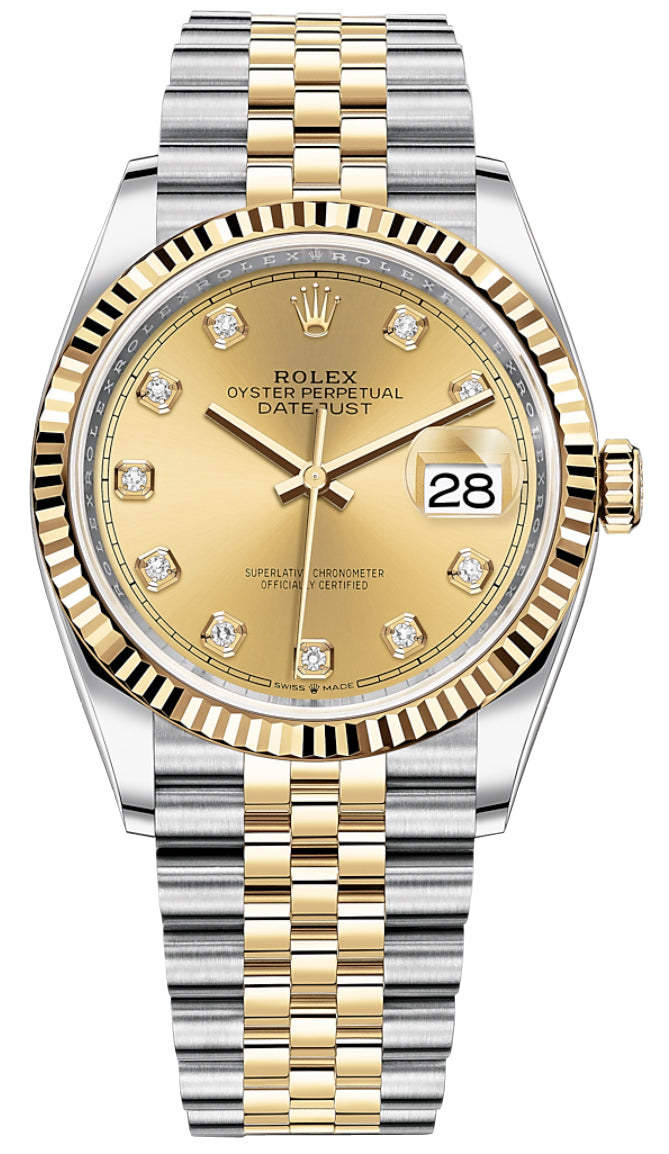 Rolex Datejust 36mm Stainless Steel and Yellow Gold 126233 Champagne Diamond Jubilee