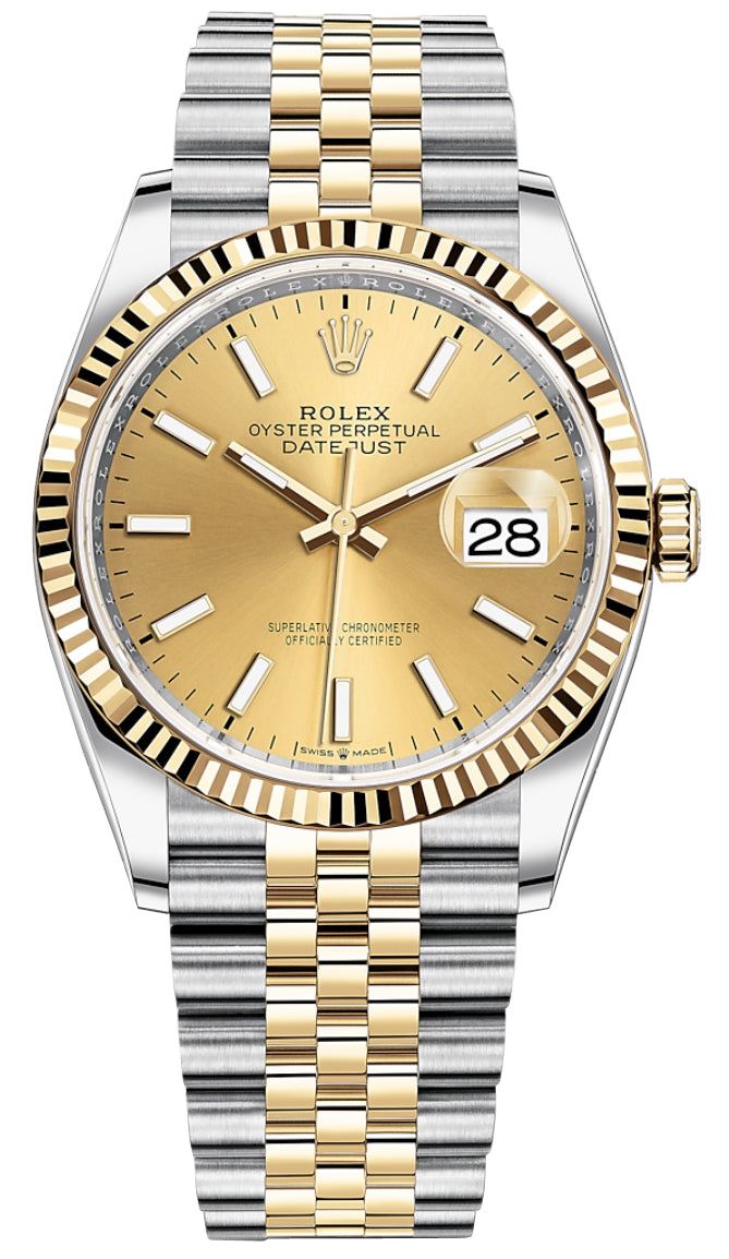 Rolex Datejust 36mm Stainless Steel and Yellow Gold 126233 Champagne Index Jubilee