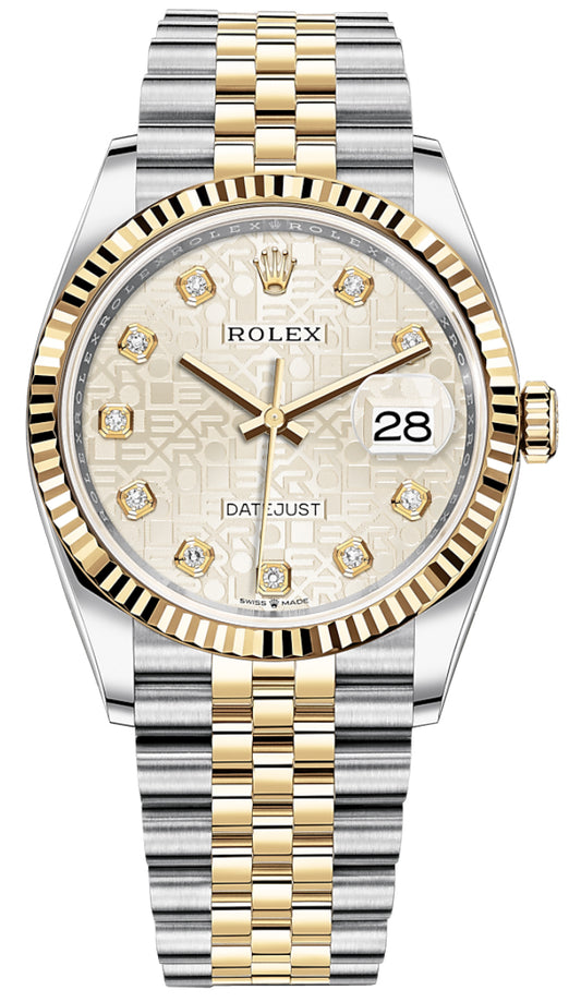 Rolex Datejust 36mm Stainless Steel and Yellow Gold 126233 Jubilee Silver Diamond Jubilee