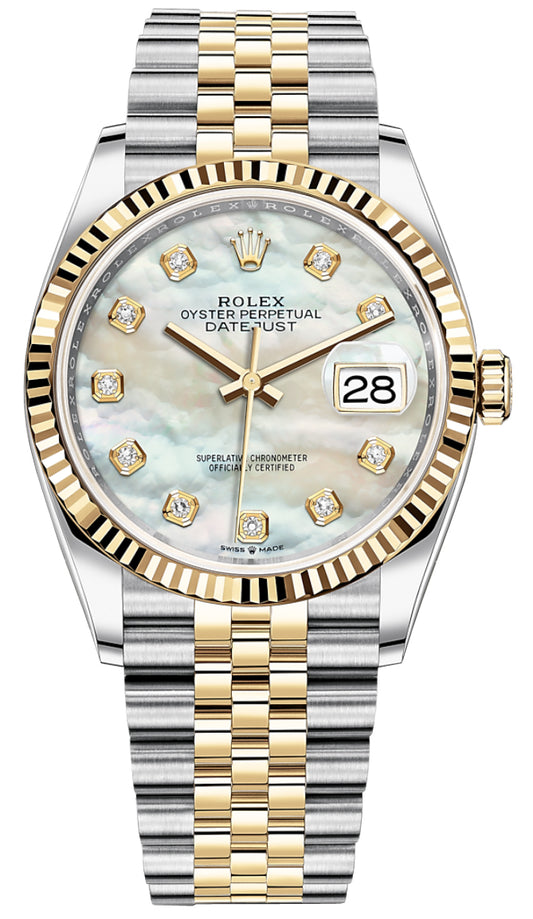 Rolex Datejust 36mm Stainless Steel and Yellow Gold 126233 MOP Diamond Jubilee