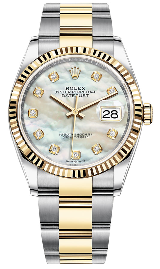 Rolex Datejust 36mm Stainless Steel and Yellow Gold 126233 MOP Diamond Oyster