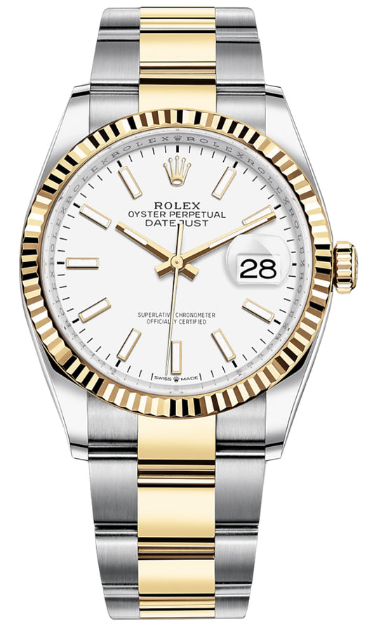 Rolex Datejust 36mm Stainless Steel and Yellow Gold 126233 White Index Oyster