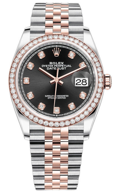 Rolex Datejust 36mm Stainless Steel and Rose Gold 126281RBR Black Diamond Jubilee