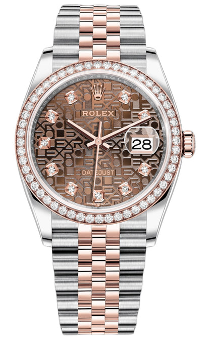 Rolex Datejust 36mm Stainless Steel and Rose Gold 126281RBR Jubilee Chocolate Diamond Jubilee