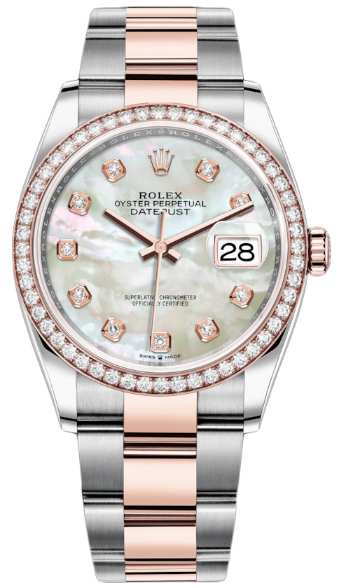 Rolex Datejust 36mm Stainless Steel and Rose Gold 126281RBR MOP Diamond Oyster