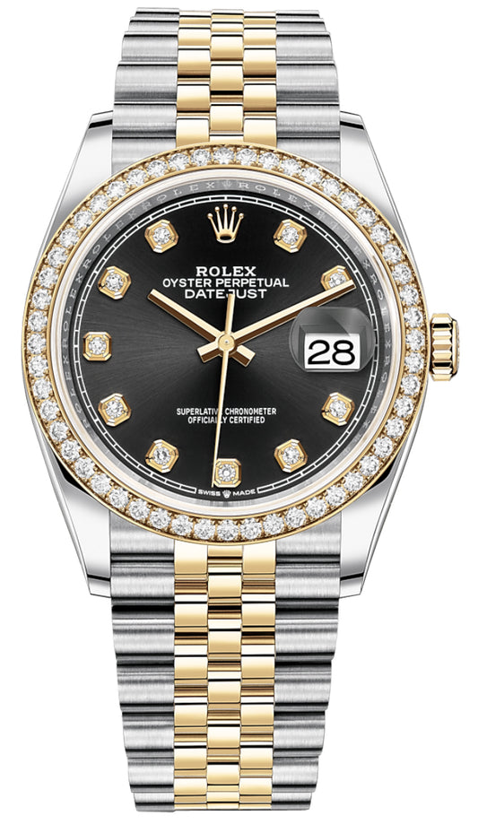 Rolex Datejust 36mm Stainless Steel and Yellow Gold 126283RBR Black Diamond Jubilee