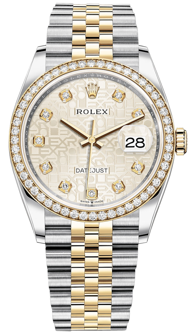 Rolex Datejust 36mm Stainless Steel and Yellow Gold 126283RBR Jubilee Silver Diamond Jubilee