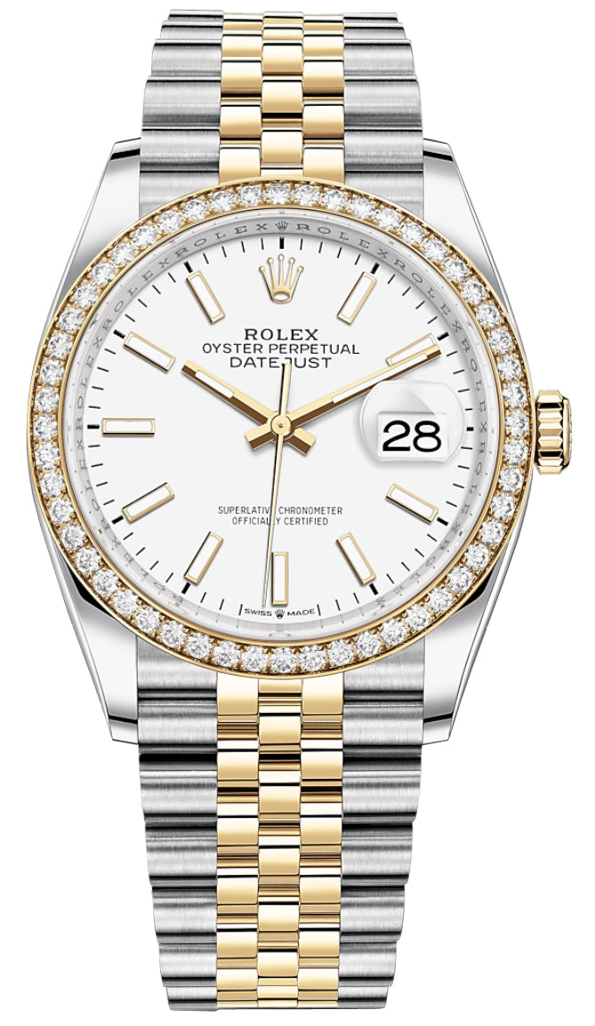 Rolex Datejust 36mm Stainless Steel and Yellow Gold 126283RBR White Index Jubilee