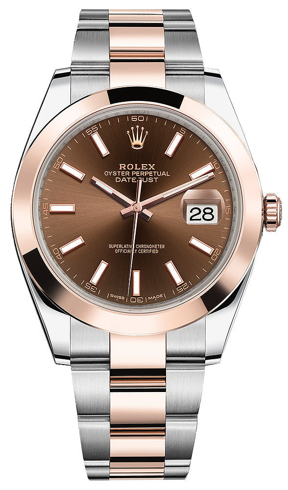 Rolex Datejust 41mm Steel and Everose Gold 126301 Chocolate Index Oyster