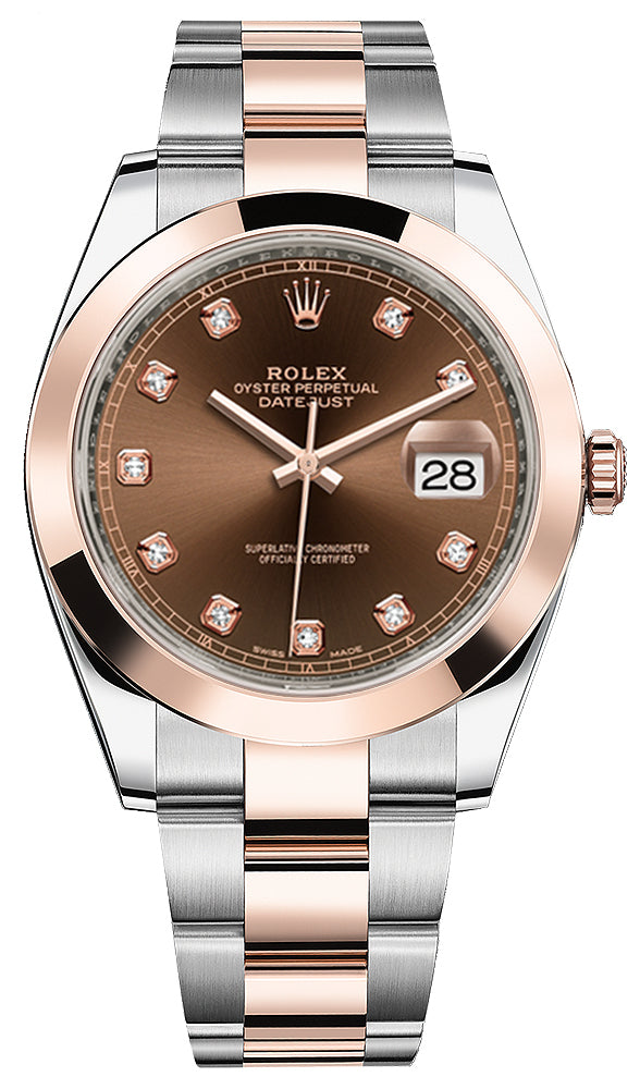 Rolex Datejust 41mm Steel and Everose Gold 126301 Chocolate Diamond Oyster