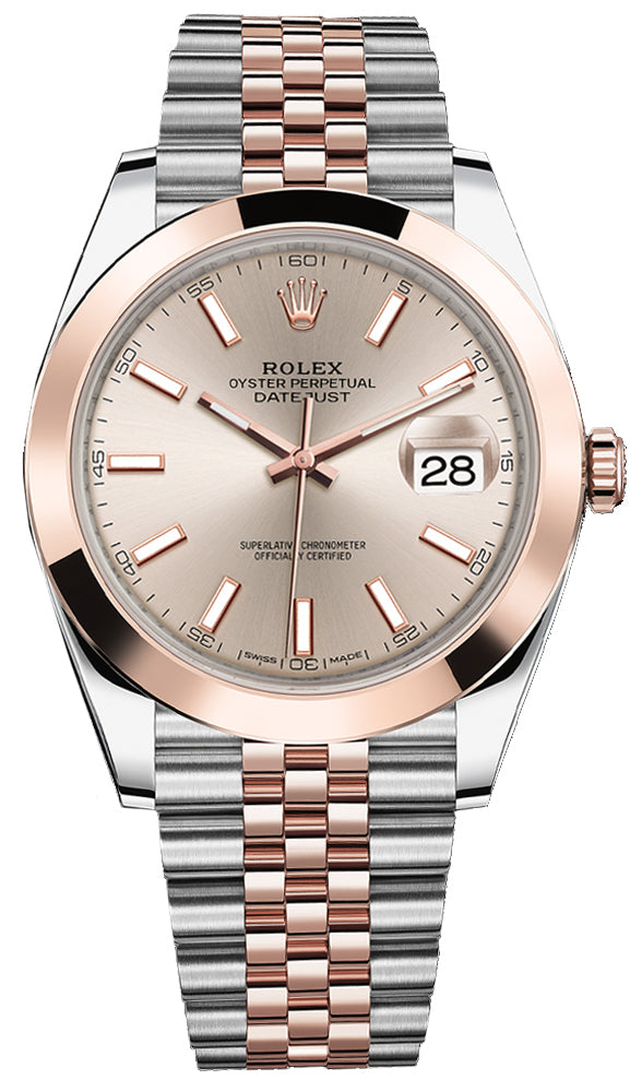 Rolex Datejust 41mm Steel and Everose Gold 126301 Sundust Index Jubilee