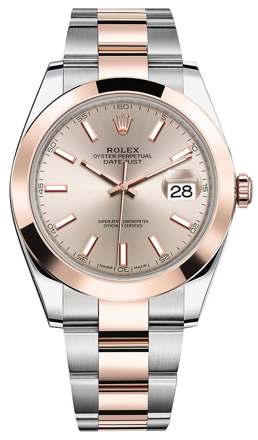 Rolex Datejust 41mm Steel and Everose Gold 126301 Sundust Index Oyster