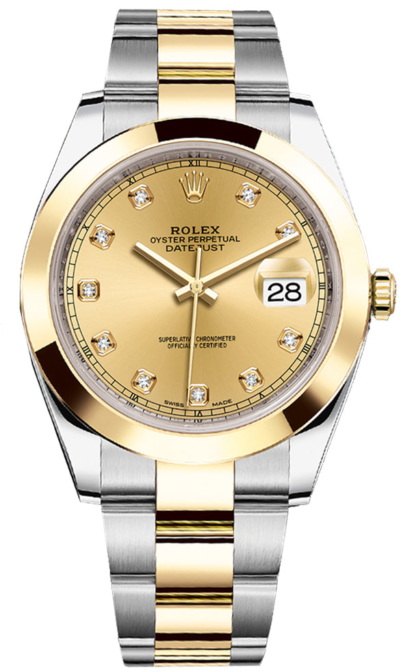 Rolex Datejust 41mm Steel and Yellow Gold 126303 Champagne Diamond Oyster