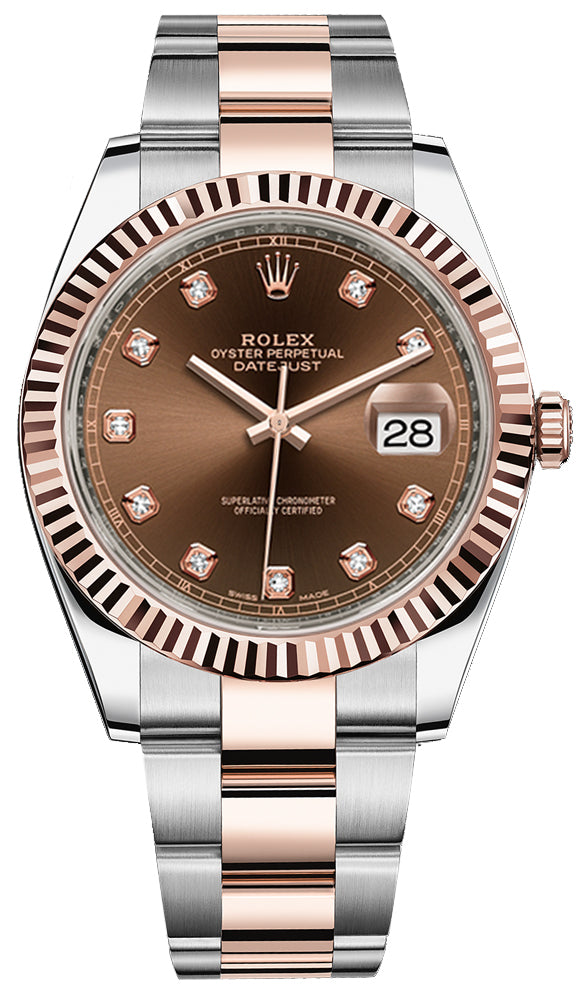 Rolex Datejust 41mm Steel and Everose Gold 126331 Chocolate Diamond Oyster