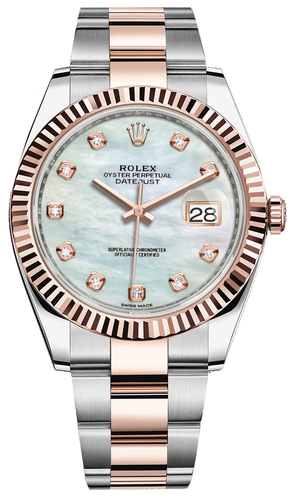 Rolex Datejust 41mm Steel and Everose Gold 126331 MOP Diamond Oyster