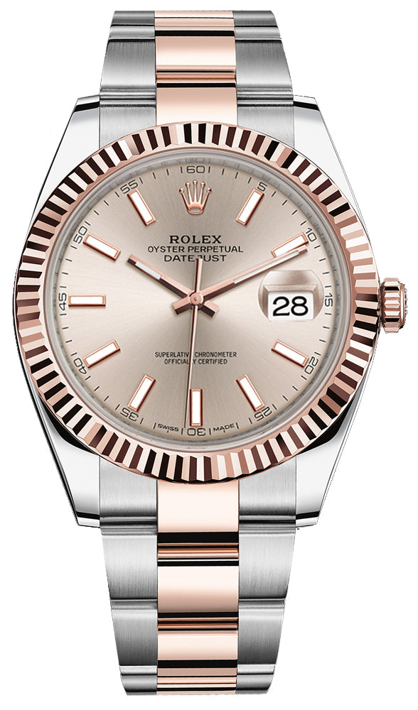 Rolex Datejust 41mm Steel and Everose Gold 126331 Sundust Index Oyster