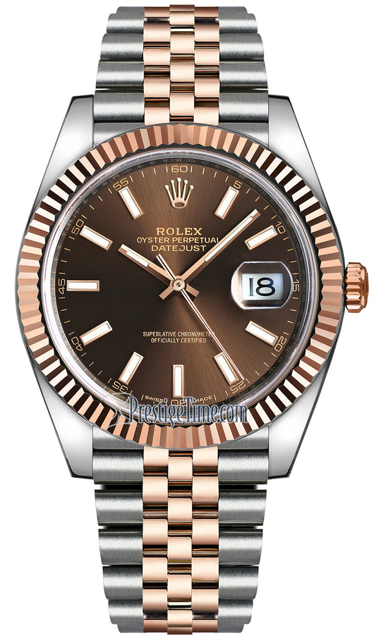 Rolex Datejust 41mm Steel and Everose Gold 126331 Chocolate Index Jubilee