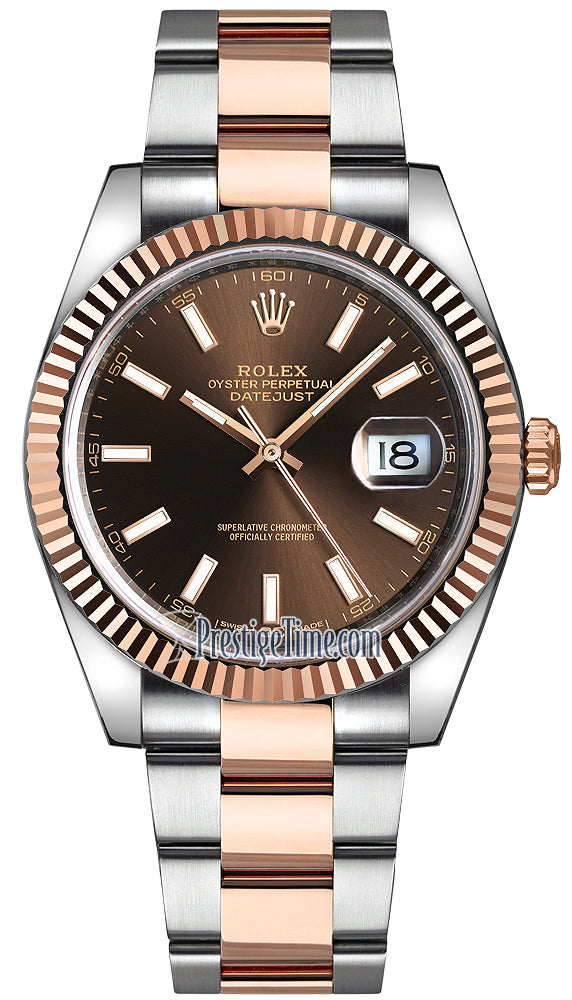 Rolex Datejust 41mm Steel and Everose Gold 126331 Chocolate Index Oyster