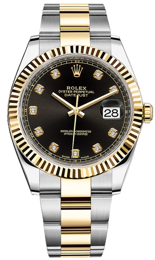 Rolex Datejust 41mm Steel and Yellow Gold 126333 Black Diamond Oyster