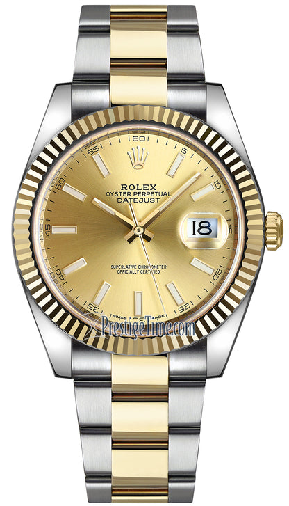 Rolex Datejust 41mm Steel and Yellow Gold 126333 Champagne Index Oyster