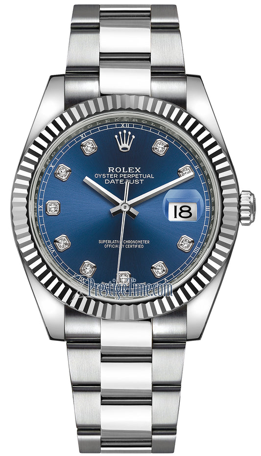 Rolex Datejust 41mm Stainless Steel 126334 Blue Diamond Oyster